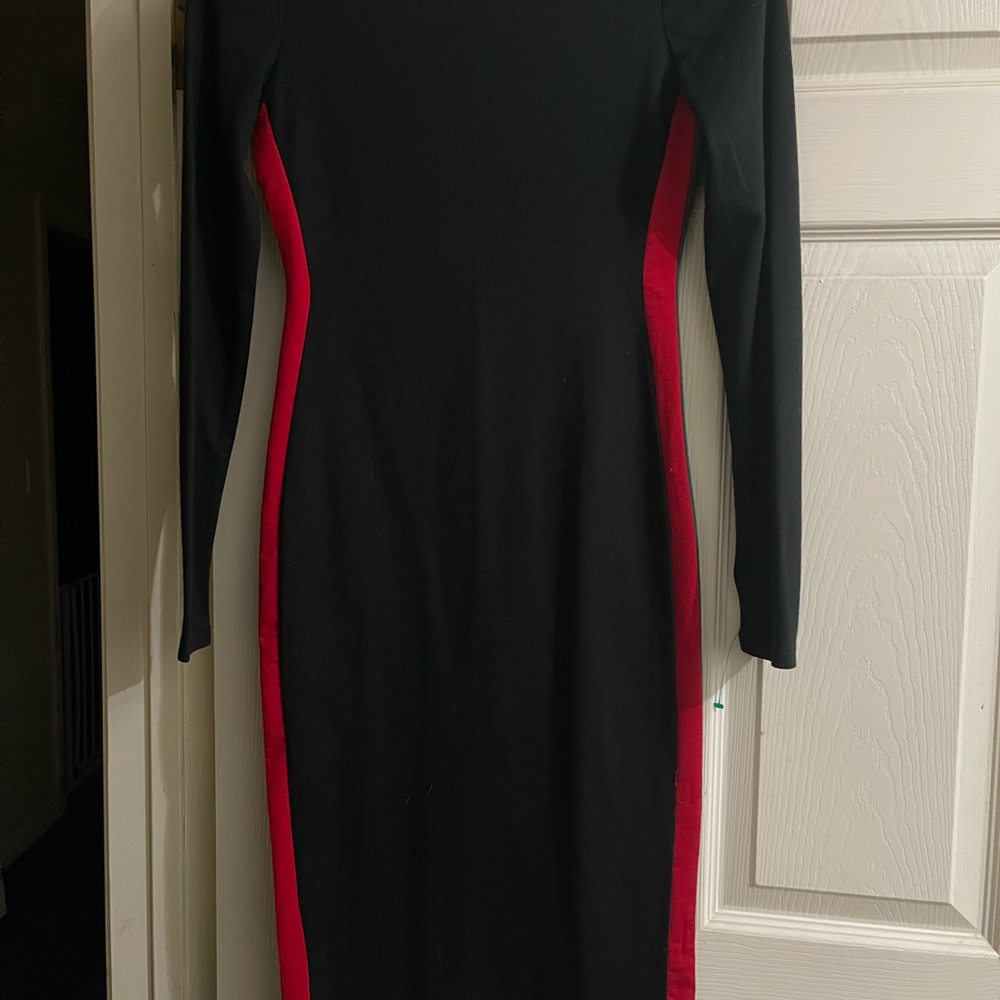Zara Black Dress with Red Accents